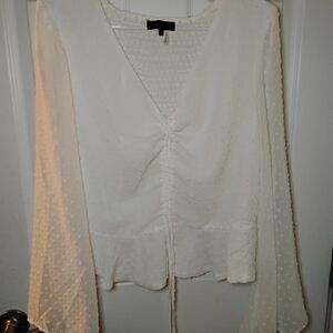 1.STATE White Textured Blouse